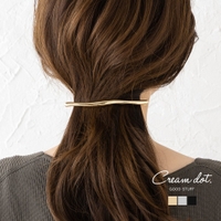 CREAM-DOT | バレッタ ヘアクリップ 大きめ ヘアアクセサリー 髪留め まとめ髪 ロングスティックバレッタ 変形 メタル ぷっくり クラフト調 大人 シンプル ゴールド シルバー