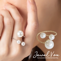 Jewel vox | 指輪 リング レディース パール フリーサイズ ゴールド シルバー ニッケルフリー 金属アレルギー 結婚式 約13号 パーティー オシャレ 女性 韓国 大人 韓国ファッション 人気