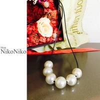 ShopNikoNiko | 大粒 フェイクパール ネックレス ma アクセサリー アクセ ネックレス 皮ひも 卒業式 入学式 レディース ドレス オフィス