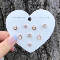 L lattencos ラテアンドコス ﾗﾃｱﾝﾄﾞｺｽ らてあんどこす | マルチピアス 8SET 韓国 アクセサリー ピアス セット セット商品 シルバー ゴールド パール ボール スクエア 光沢 上品 小ぶり lattencos ラテアンドコス