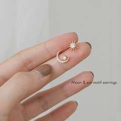 L Love Berry　ラブベリー　ﾗﾌﾞﾍﾞﾘｰ | ムーン＆サンモチーフピアス レディース ピアス アクセサリー シンプル カジュアル 太陽 月 ムーン サン デザイン 個性 デザイン アクセ 大人 かわいい きれいめ 韓国 ファッション 小ぶり ゴールド シルバー