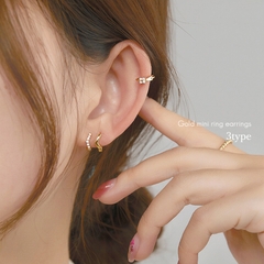 L Love Berry　ラブベリー　ﾗﾌﾞﾍﾞﾘｰ |  ピアス ミニリングピアス フープ フープピアス アクセサリー ゴールド ビジュー フラワーモチーフ V字 韓国ファッション 春 夏 秋 冬 カジュアル フェミニン シンプル 大人 オフィス オケージョン パーティー ガーリー クラシカル  デート 女子会 デイリー レイヤード