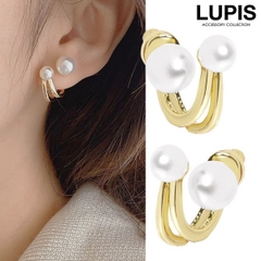 LUPIS ルピス | ツインパールバックキャッチピアス　【ピアス レディース バックキャッチ ツインパール パール シンプル ゴールド レイヤードライン カーブ 個性派 おしゃれ 激安 安い プチプラ 春 夏 秋 冬 春夏 秋冬 ルピス LUPIS】