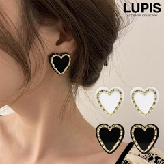 LUPIS ルピス | メタルフレームハートプレートピアス　【シルバー925ポスト S925ポスト  ピアス レディース ハート メタルフレーム モノトーン アクリル 韓国ファッション 韓国 韓国っぽ かわいい レトロガーリー 激安 安い プチプラ 春 夏 秋 冬 春夏 秋冬 ルピス LUPIS】