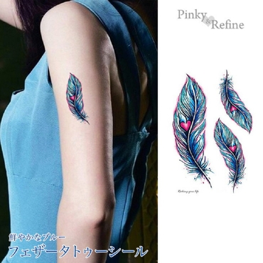 鮮やかなブルーフェザータトゥーシール タトゥーシール 羽根 品番 Pare Pinky Refine ピンキーアンドリファイン のレディースファッション 通販 Shoplist ショップリスト