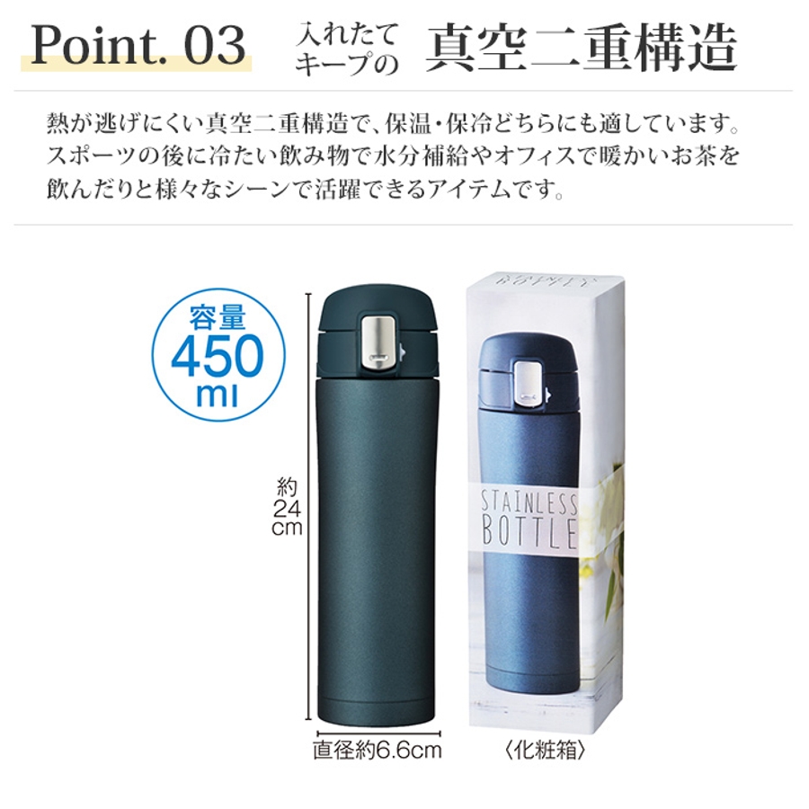 ワンプッシュ真空ステンレスボトル４５０ｍｌ タンブラー シンプル 品番 Amsw Amulet アミュレット のレディースファッション通販 Shoplist ショップリスト