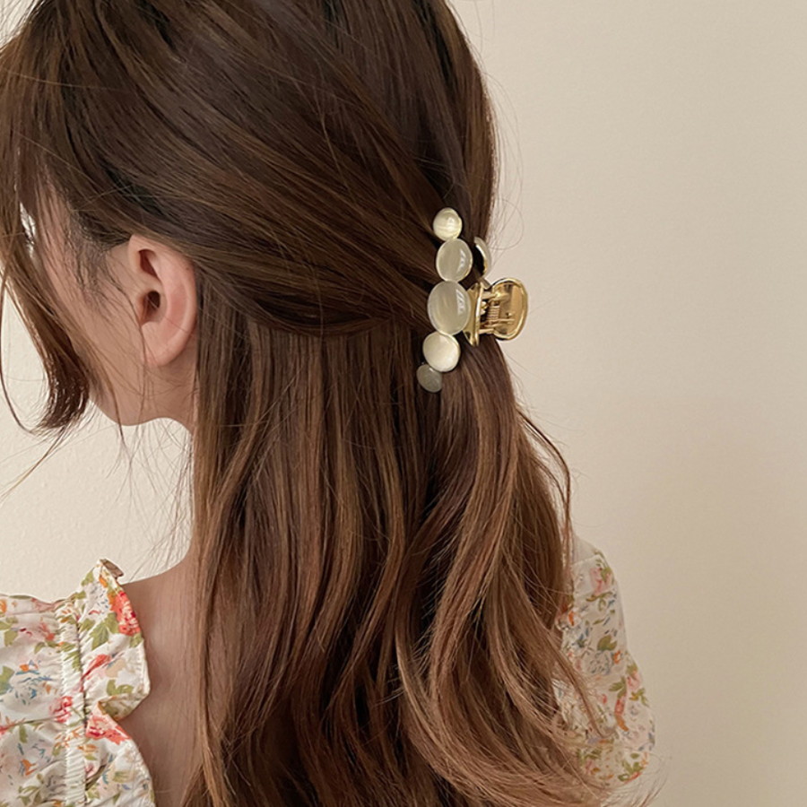ヘアアクセ クリアマーブルアクセントサークルヘアクリップ[品番