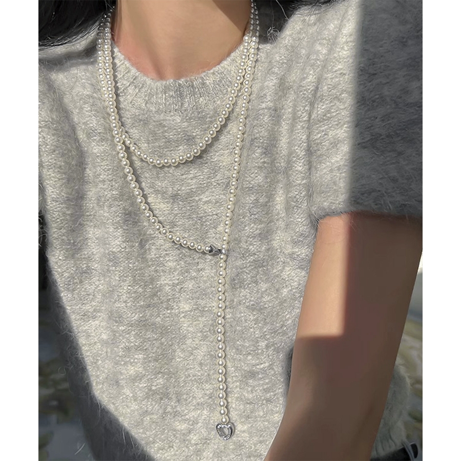 フェイクパールネックレスロングネックレス[品番：AGCW0005800