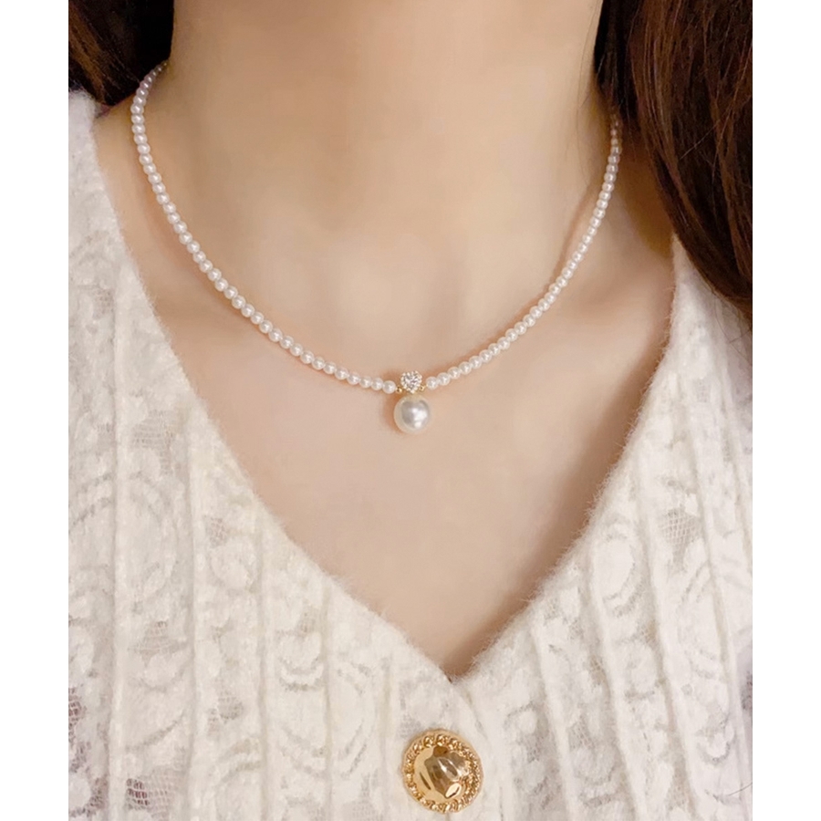 フェイクパールネックレスレディース 上品[品番：AGCW0006439