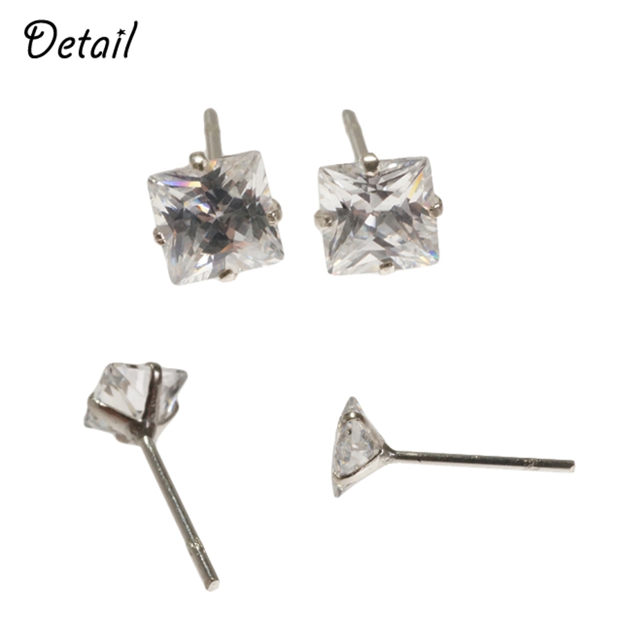 シルバーピアス キュービックジルコニア 四角[品番：YUKA0007213
