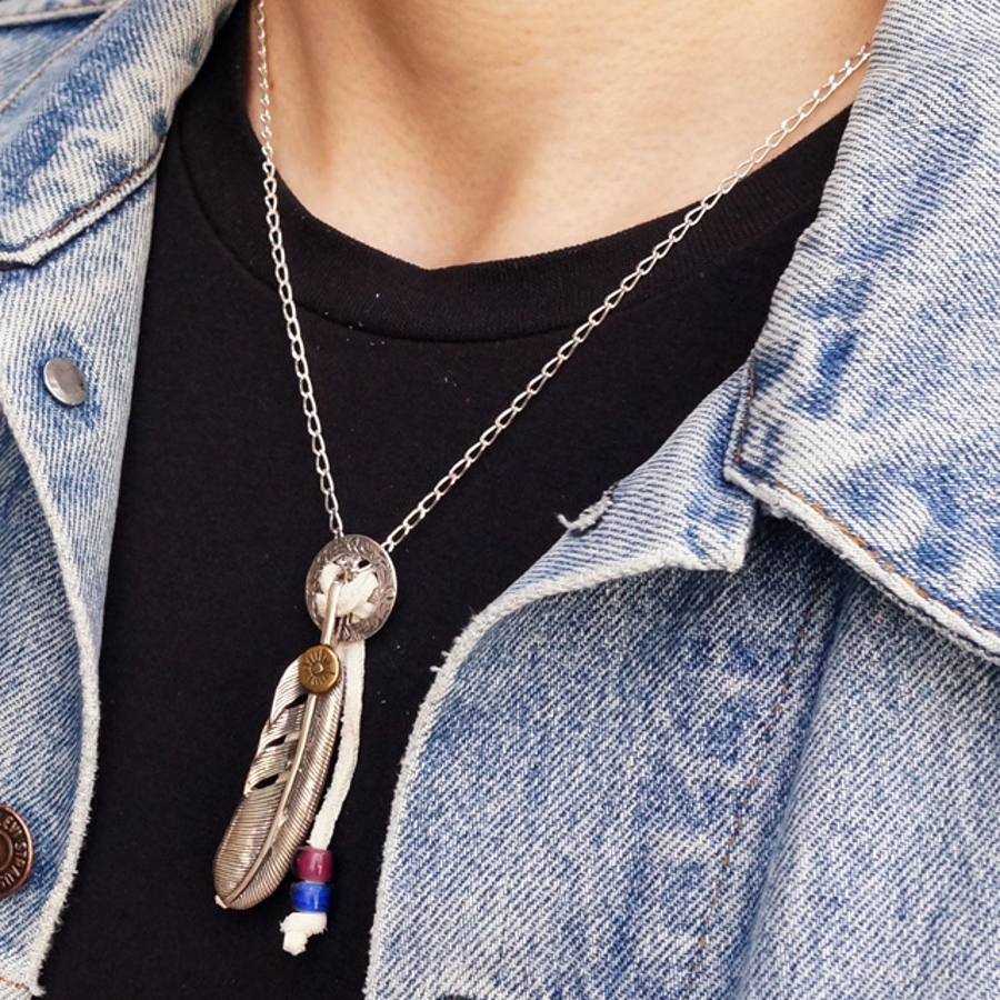 シルバー925 ネイティブアメリカンネックレス フェザー[品番