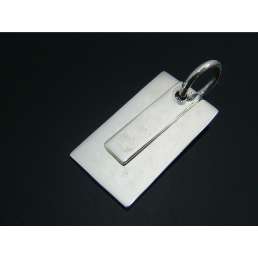 シルバー925 シンプルな2枚組プレーンプレートペンダントトップ