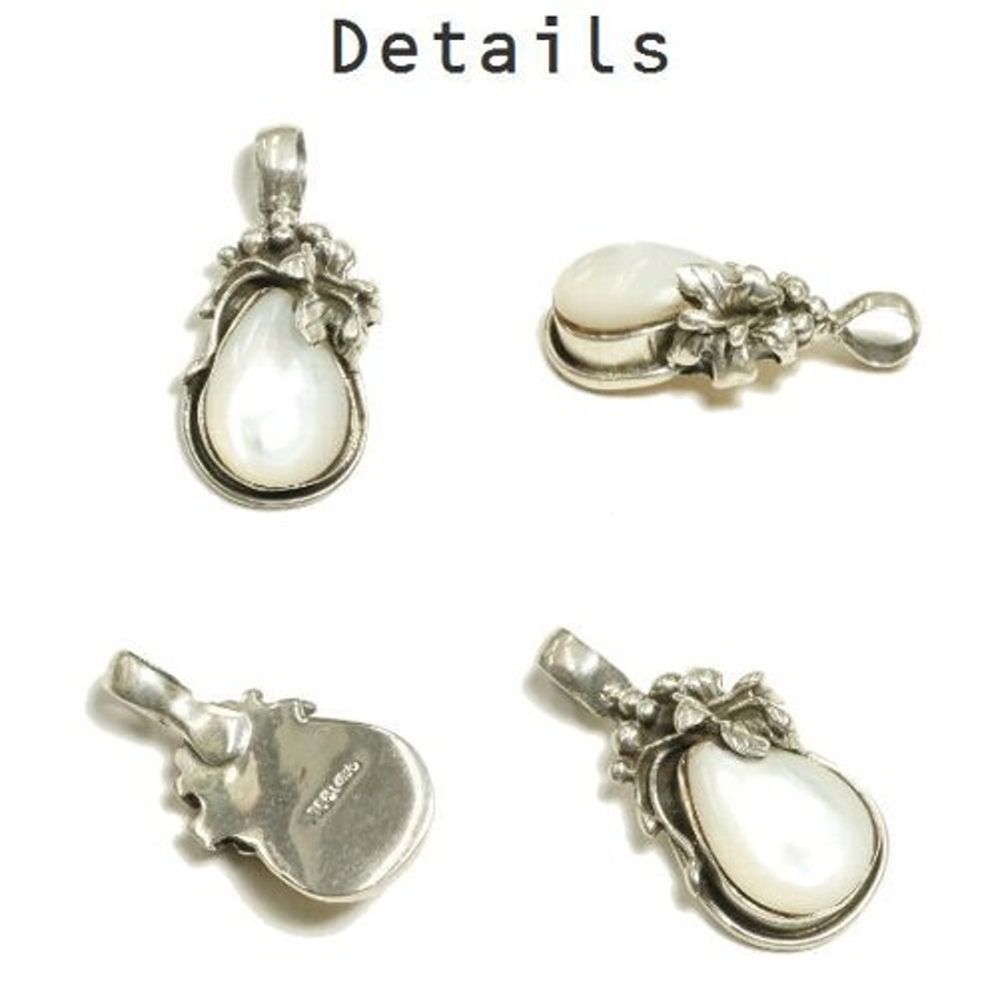 シルバー925 光沢のある白い石付きペンダントトップ 【シルバー製[品番