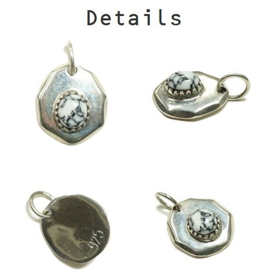 てんてんシルバーブローチ 白い石付き てんてんシルバーブローチ 白い