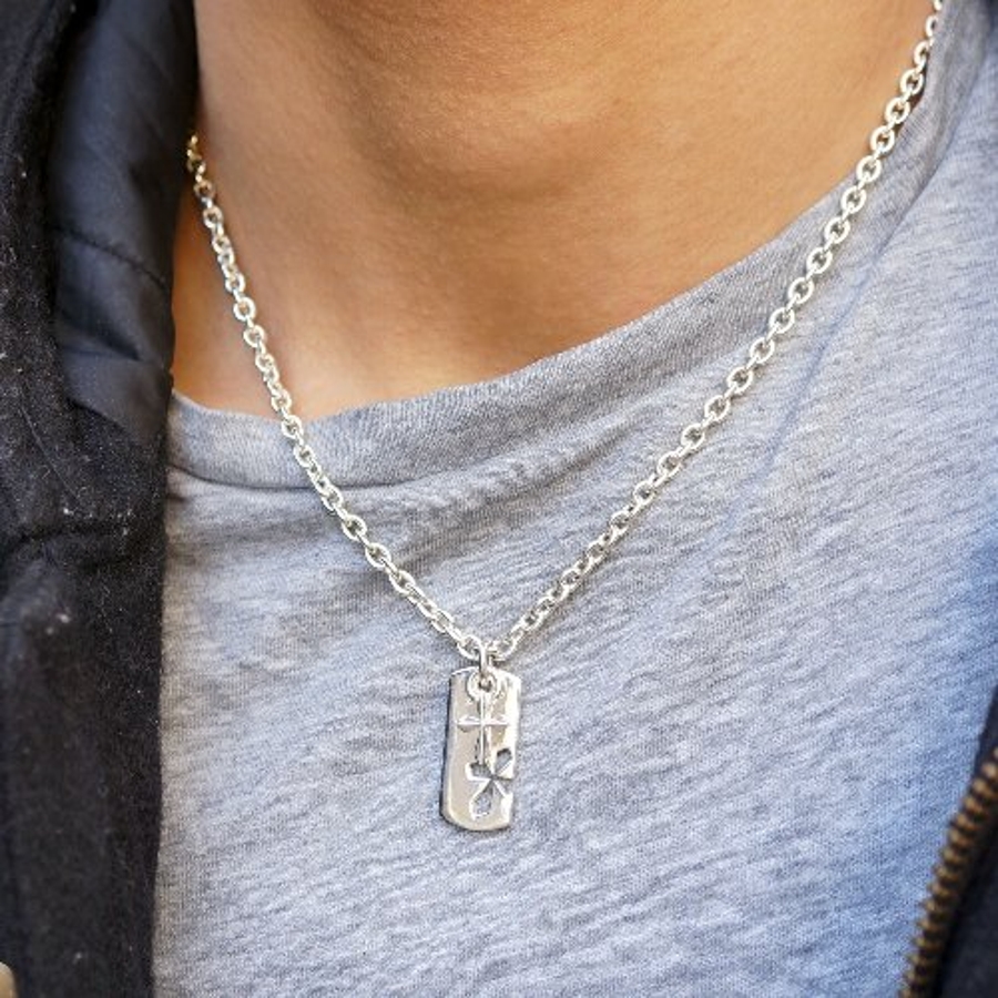 シルバー925 クロスカットアウトプレートペンダントトップ