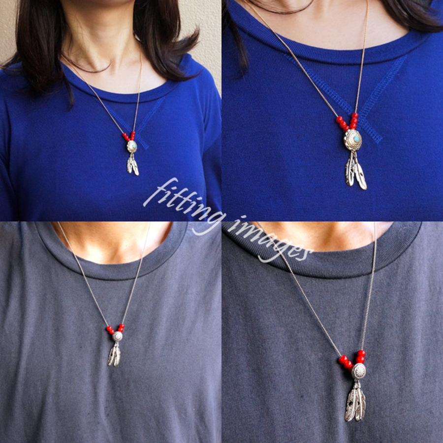 フェザーとコンチョのホワイトハーツビーズ装飾チェーンネックレス  アクセサリー[品番：YUKA0003418]｜YUKATANゆかたん（ユカタン）のレディースファッション通販｜SHOPLIST（ショップリスト）