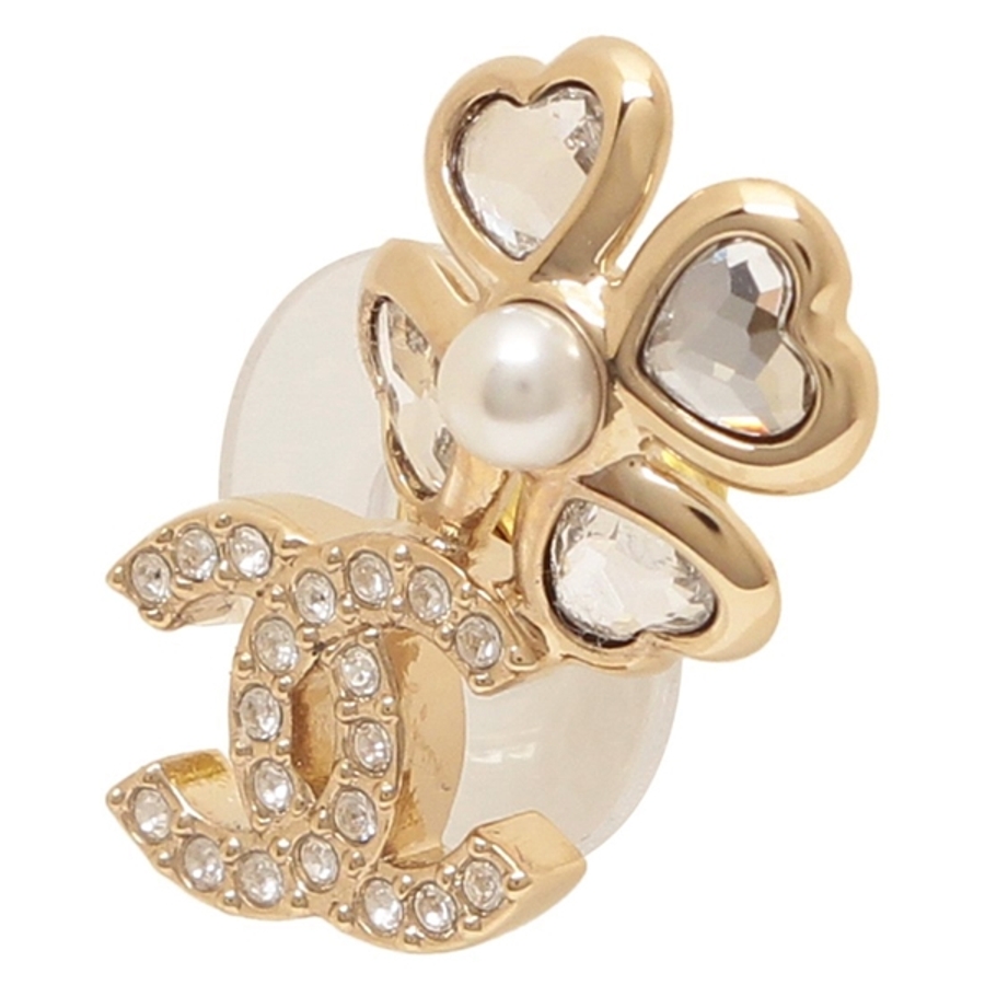 【SNKL】CHANEL シャネル クローバー ピアス CHANEL シャネル ココマーク クローバー ピアス メタル ラインストーン