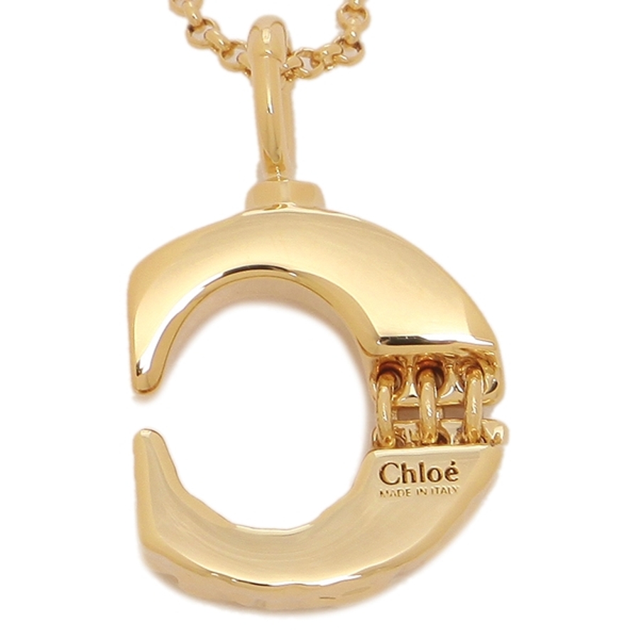 【美品】Chloe ロゴ入り ストーン装飾 ゴールド ネックレス