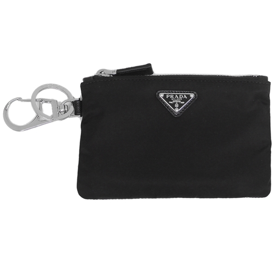 新作 新型金具 美品 PRADA プラダ キーリング付 キーケース 黒