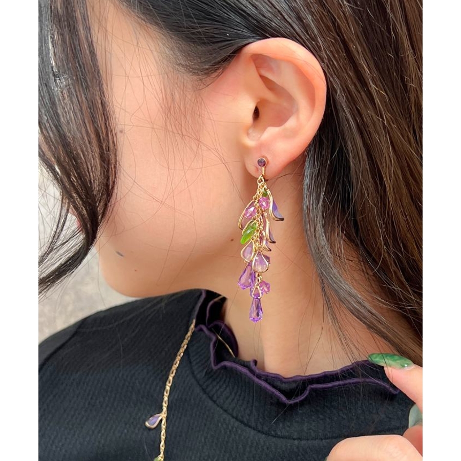 花柄ピアス 16G14G］フラワー＆ハートキャッチ heart flower ダブルフェイス