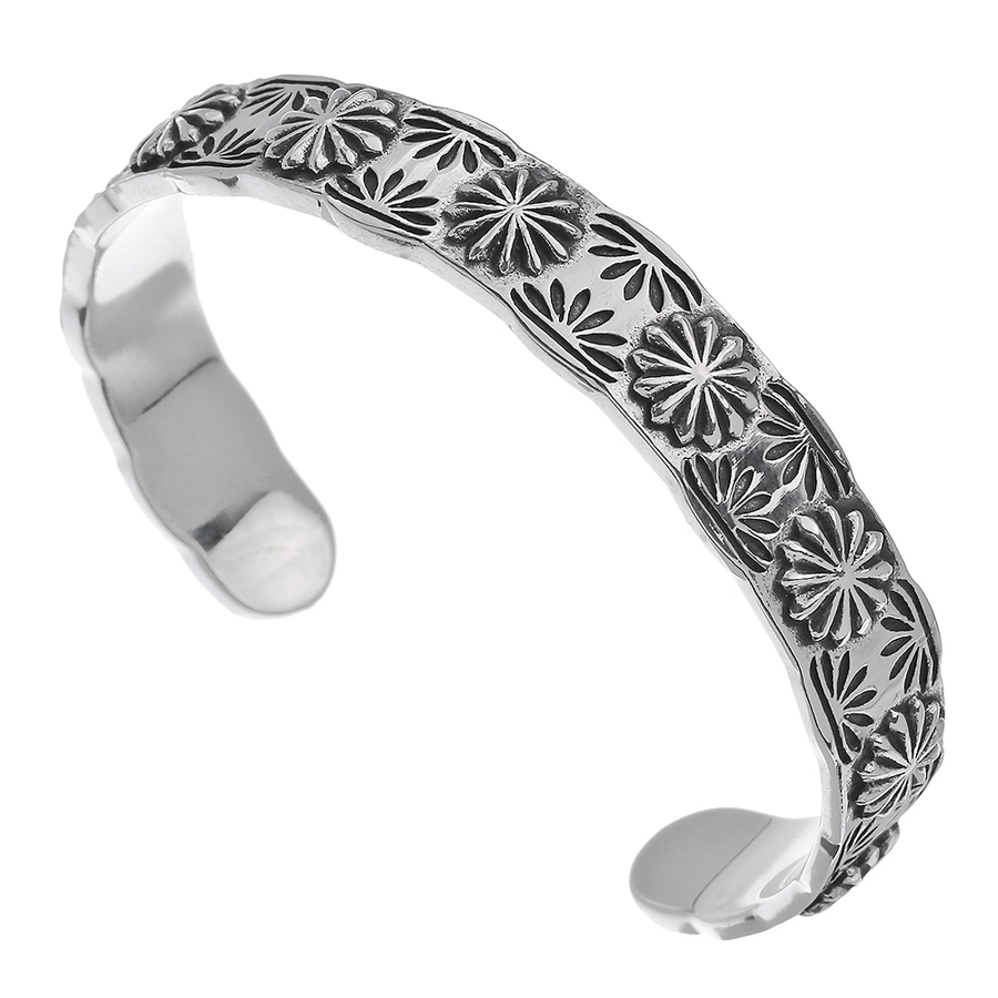 ネイティブフラワーバングルシルバーアクセサリーブレスレット