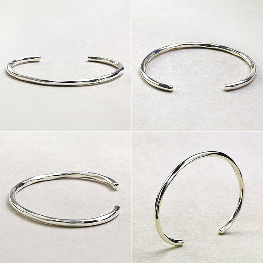 スムースウェーブバングルシルバーアクセサリーブレスレット