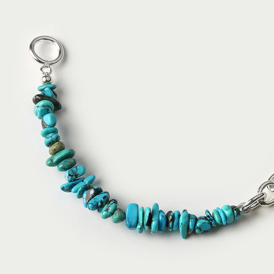 ターコイズシルバーチェーンブレスレット[品番：CTRA0003473