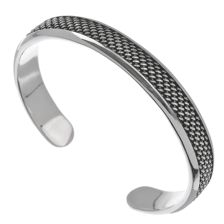 季節のおすすめ商品 クロスメッシュバングルシルバーアクセサリーブレスレットメンズ アクセサリー