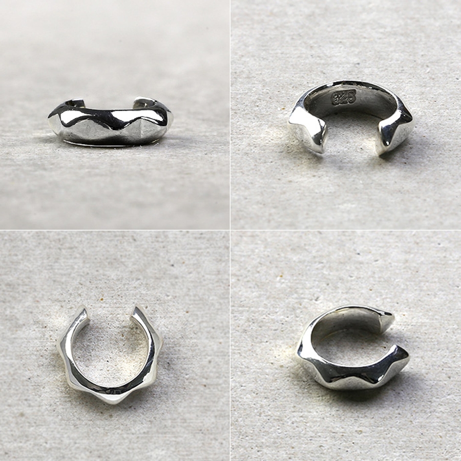 ソフトピラミッドイヤーカフシルバーアクセサリーメンズ片耳用1個売り