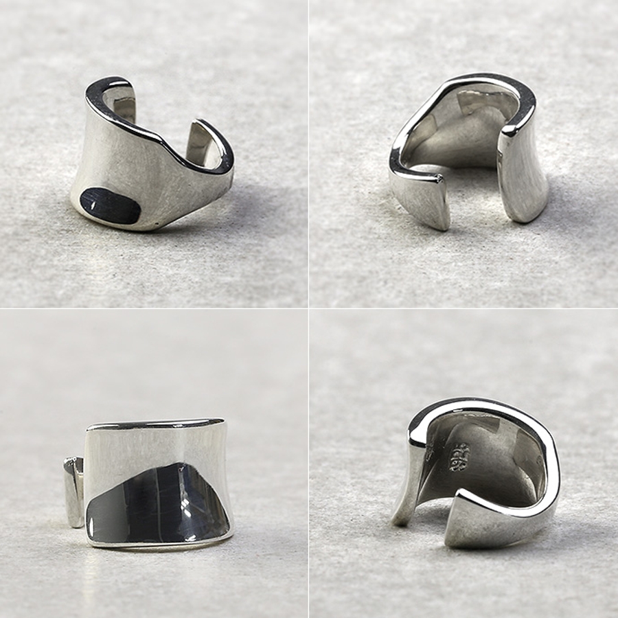 逆甲丸シンプルイヤーカフシルバーアクセサリーメンズ片耳用1個売り