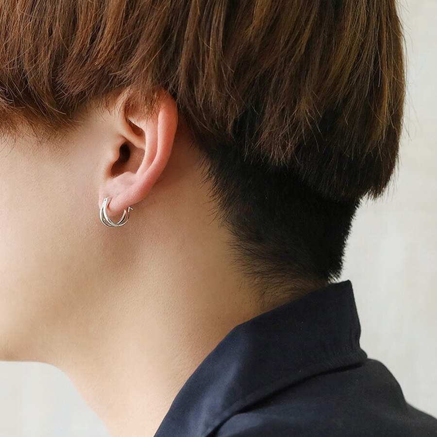 2連 デザイン フープピアス 片耳用 1個売り[品番：CTRA0003514