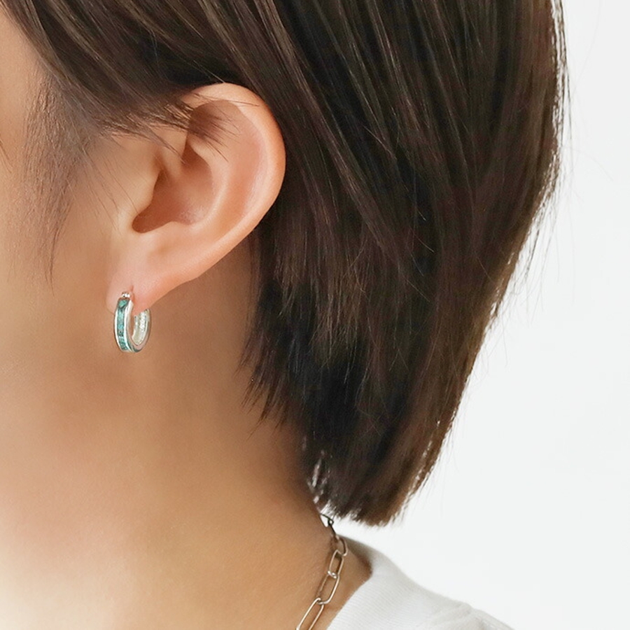 クラッシュ ターコイズ フープピアス 片耳用 (1個売り)[品番