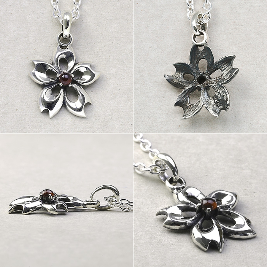 サクラポイントガーネットペンダントトップのみネックレスメンズ