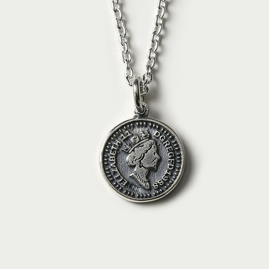 BVLGARI レザー ネックレス コインペンダント リバーシブルスモールエリザベスコインペンダントトップのみ