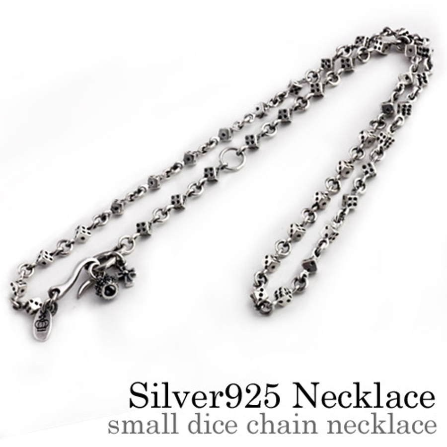 スモールダイスチェーンネックレスシルバー925アクセサリー