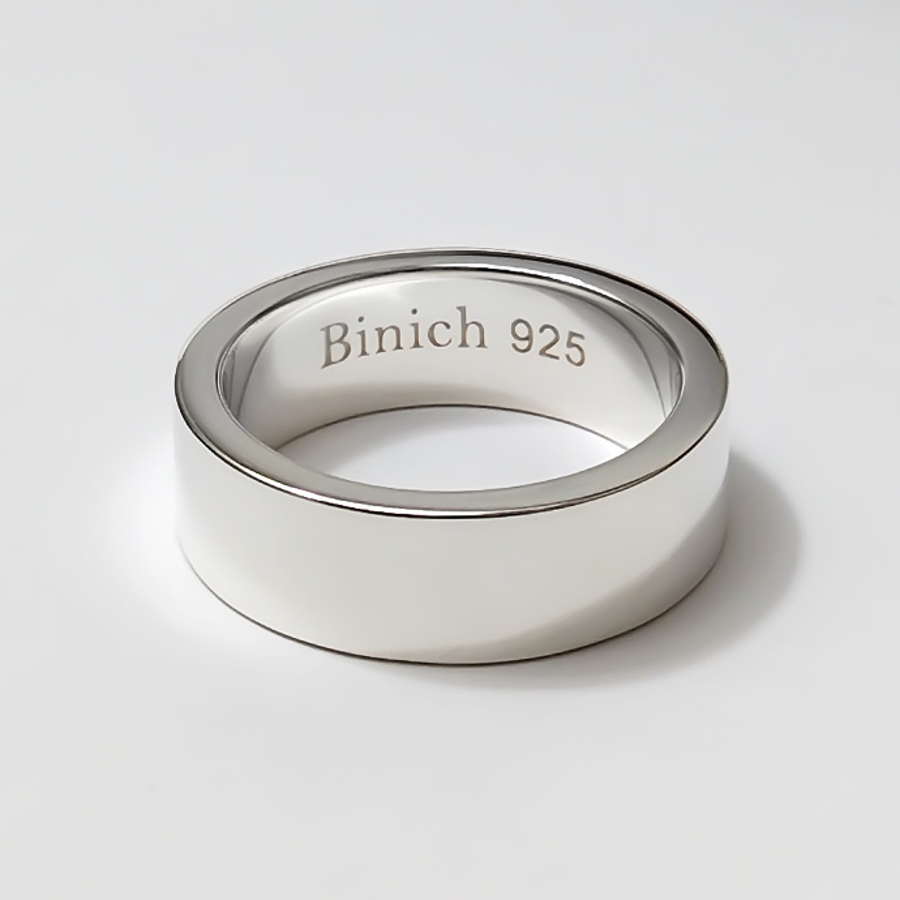 7mm幅シンプル平打ちリングシルバー925アクセサリー指輪Binich