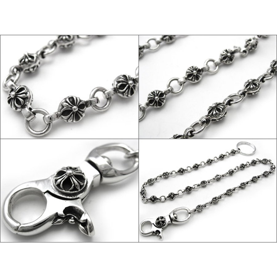 クロスボールリンクウォレットチェーンシルバー925アクセサリー