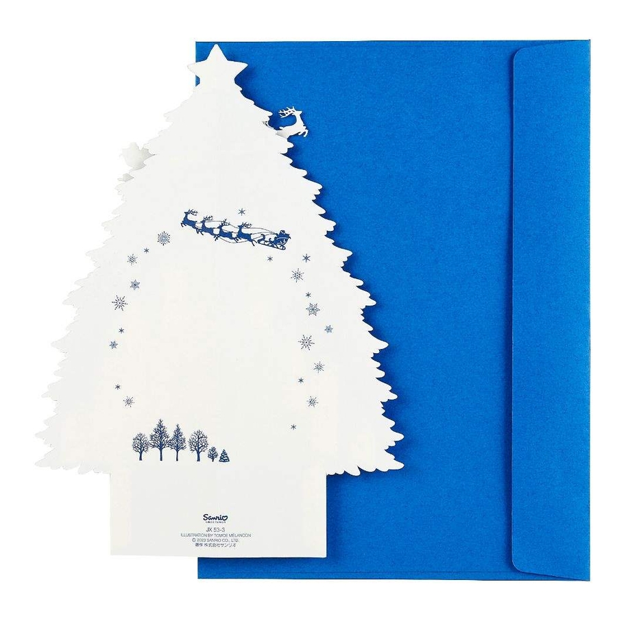 グリーティングカード CHRISTMAS クリスマスカード jx53-3 レーザーカット立体ツリー サンリオ プレゼント Xmasカード メール便可 マシュマロポップ