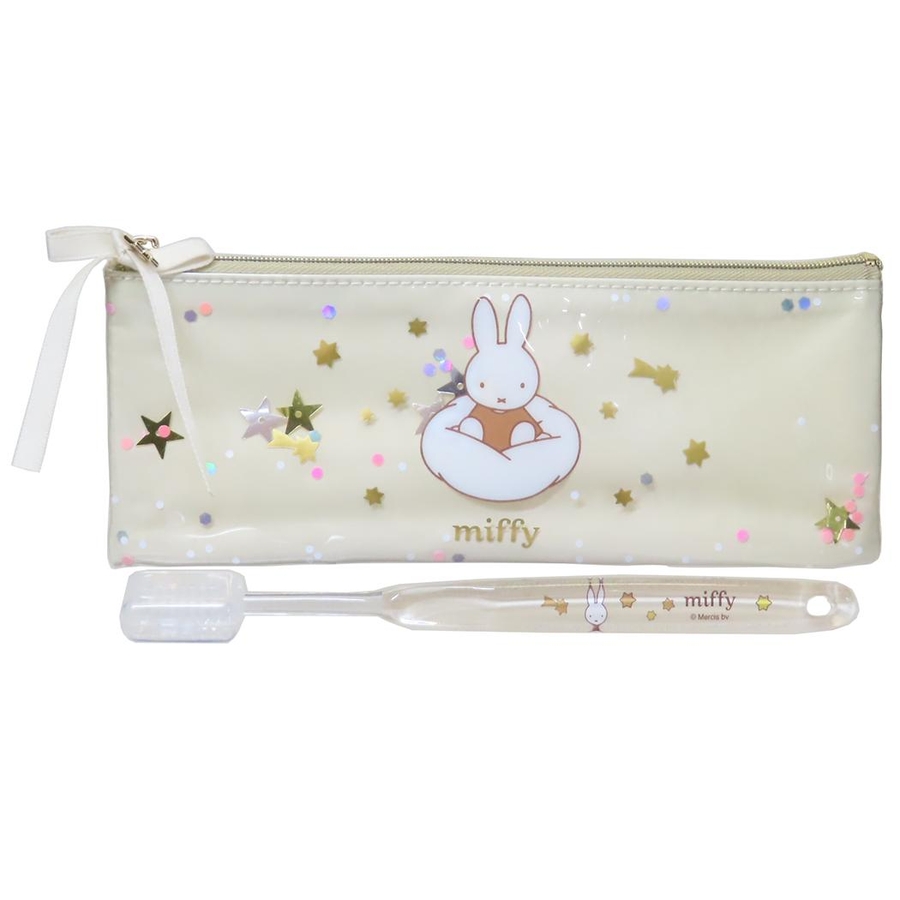 ①新品　未使用　ミッフィー　ポーチ　歯ブラシセット　ガーデンサテン　BE ミッフィー 歯磨きセット 歯ブラシセット[品番：BREW0184606