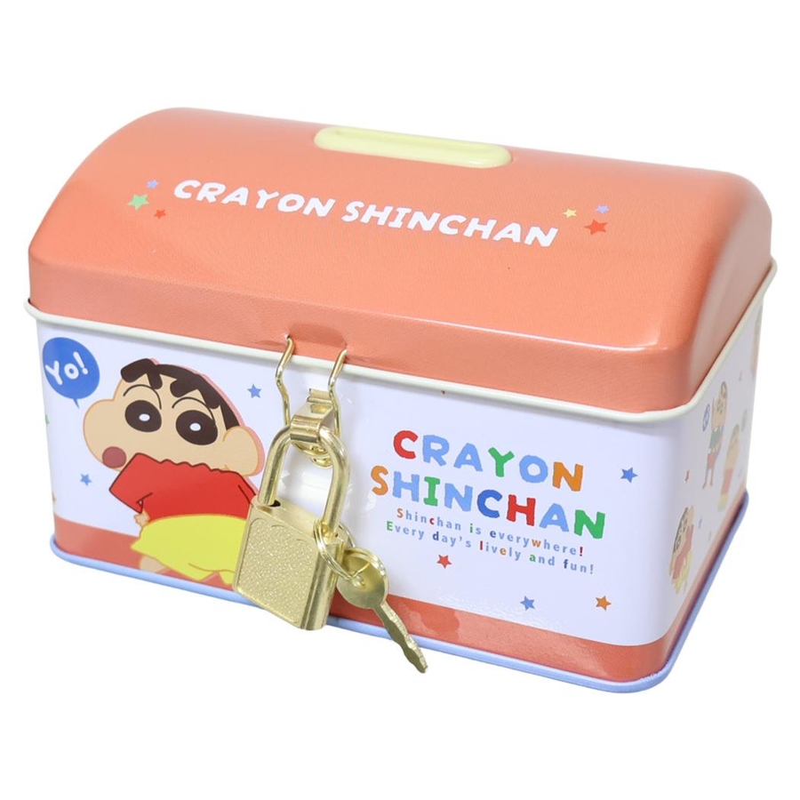 クレヨンしんちゃん 貯金箱 カギ付き缶バンク[品番：BREW0209342