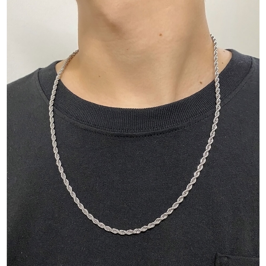 ヒー　ロープチェーン シルバー925 ロープチェーン ネックレス 45cm 22K gp gold