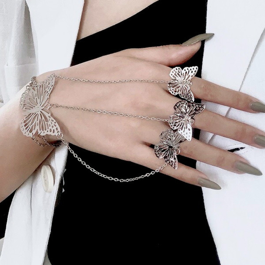 チェーンコンビ シルバーリング 蝶々[品番：DCTW0004044]｜Decorative