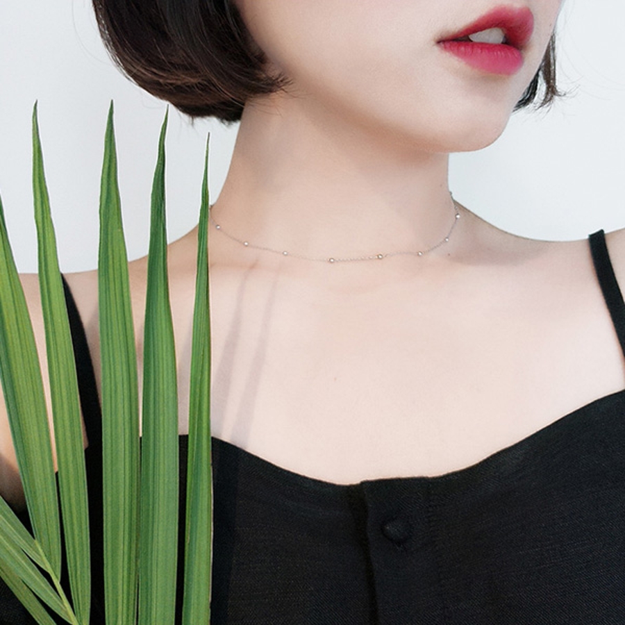 スパークリングチェーン 極細 チョーカー ネックレス シルバー