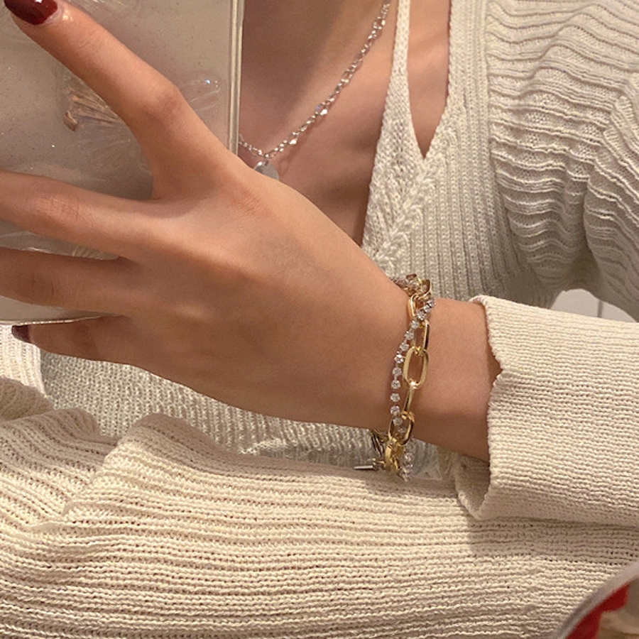 ゴールド チェーンブレスレット シルバー925 ツイストチェーン ブレスレット レディース