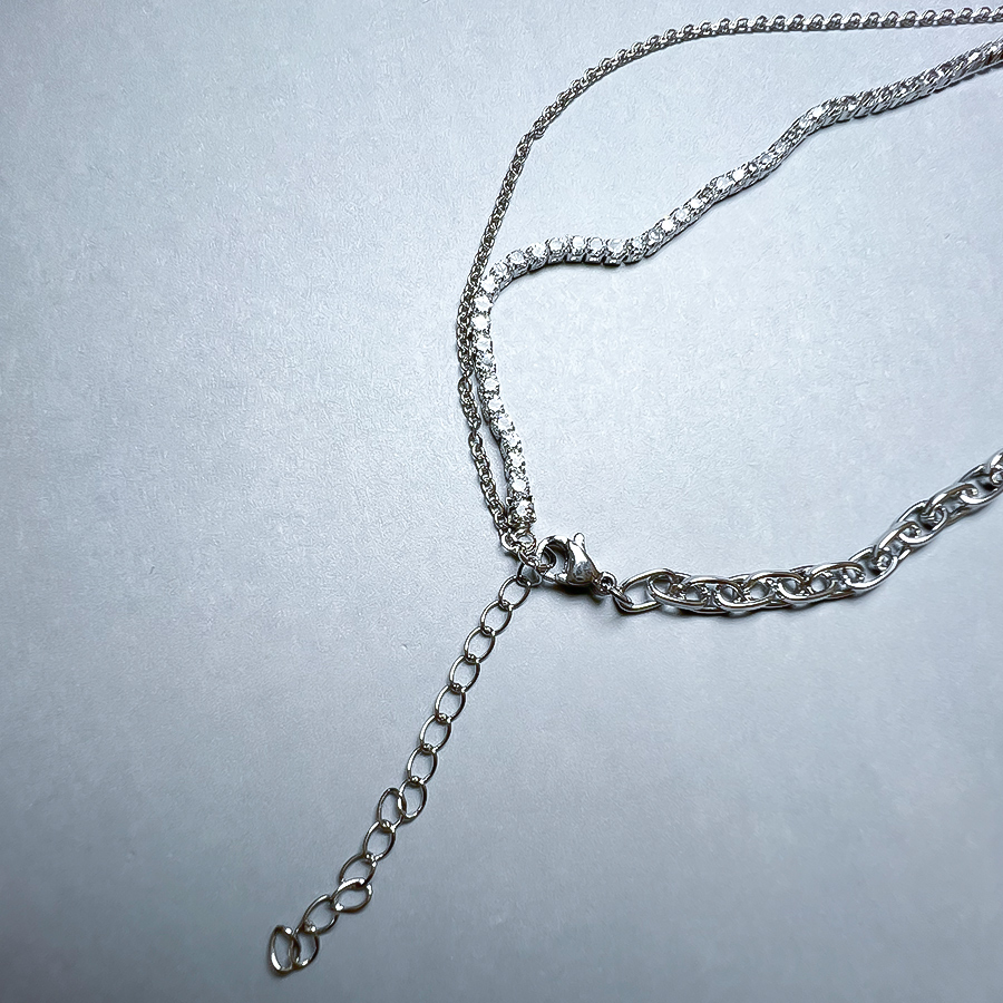 ブラックハート デザインチェーンネックレス[品番：DMHU0003677