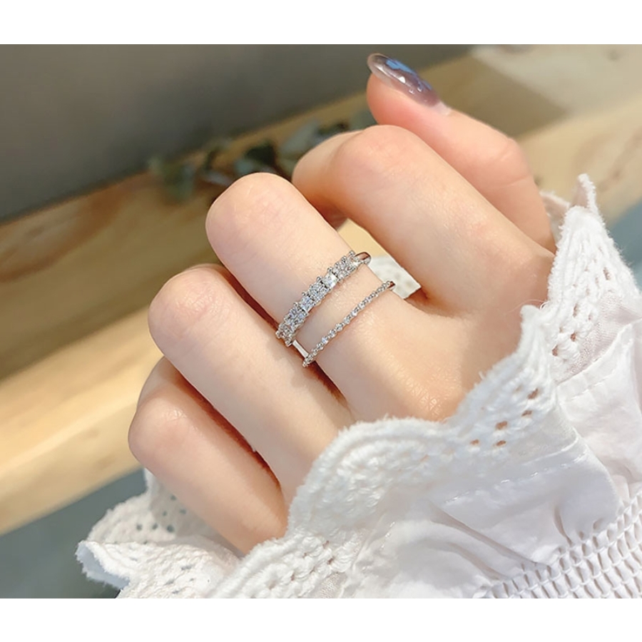 ラインストーン重ね付けデザインリング・指輪【韓国ファッション】