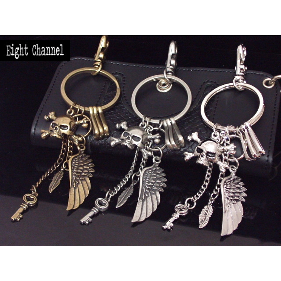 天使の羽とスカルのキーホルダー 髑髏 ドクロ[品番：ECLA0000093