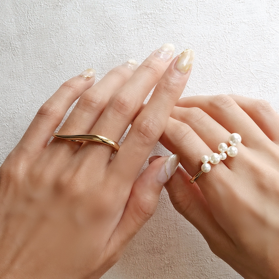 HYEON ヘヨン　パール ダブルフィンガーリング HYEON ヘヨン パールダブルフィンガーリング