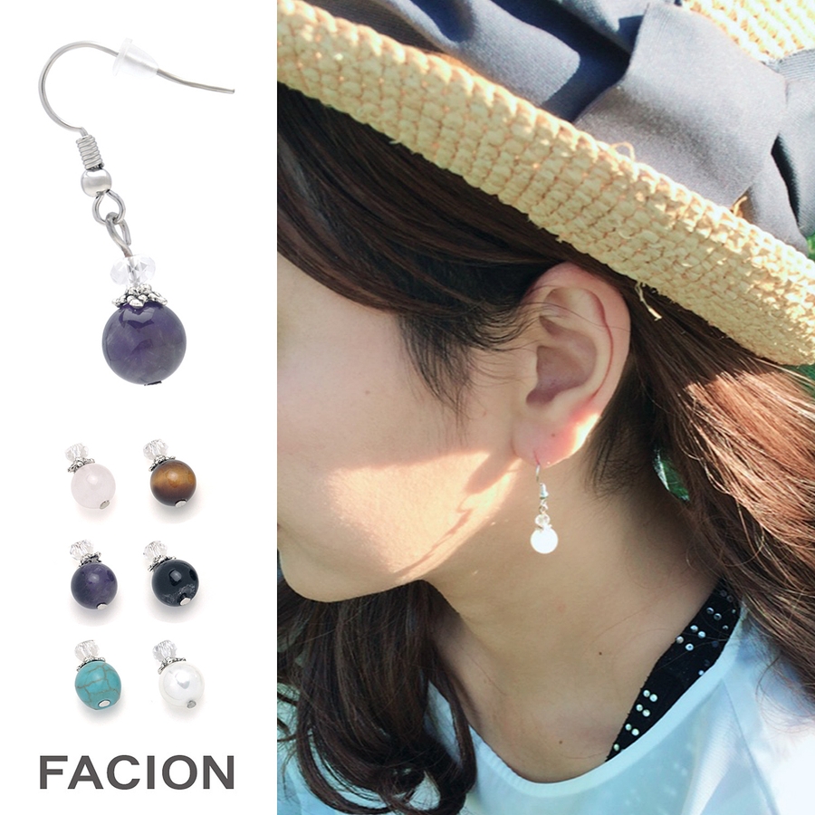 agete ローマンガラスとアメジストのフックピアス agete ローマンガラスとアメジストのフックピアス agete