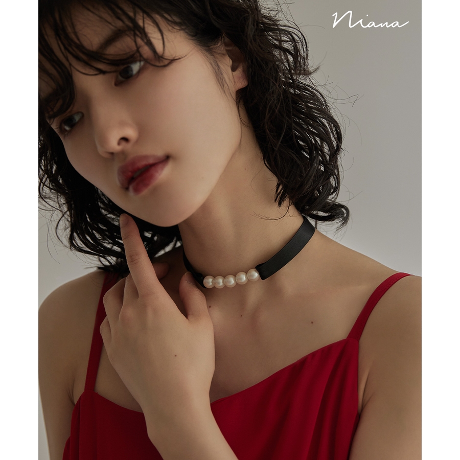 【待望★】 niana ニアナ サテンリボンパールチョーカー[品番：FT000009583 アクセサリー
